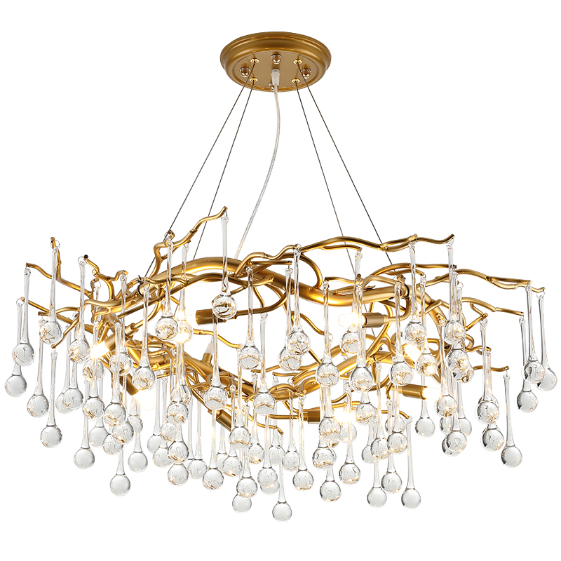 Люстра Droplet Chandelier 80 Золотой Прозрачное Стекло Люстра Droplet Chandelier 80 Золотой Прозрачное Стекло в Волгограде | Loft Concept