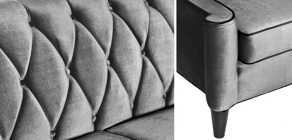 Диван Armen Living Barrister Gray Velvet Диван Armen Living Barrister Gray Velvet - Loft-Concept в Волгограде