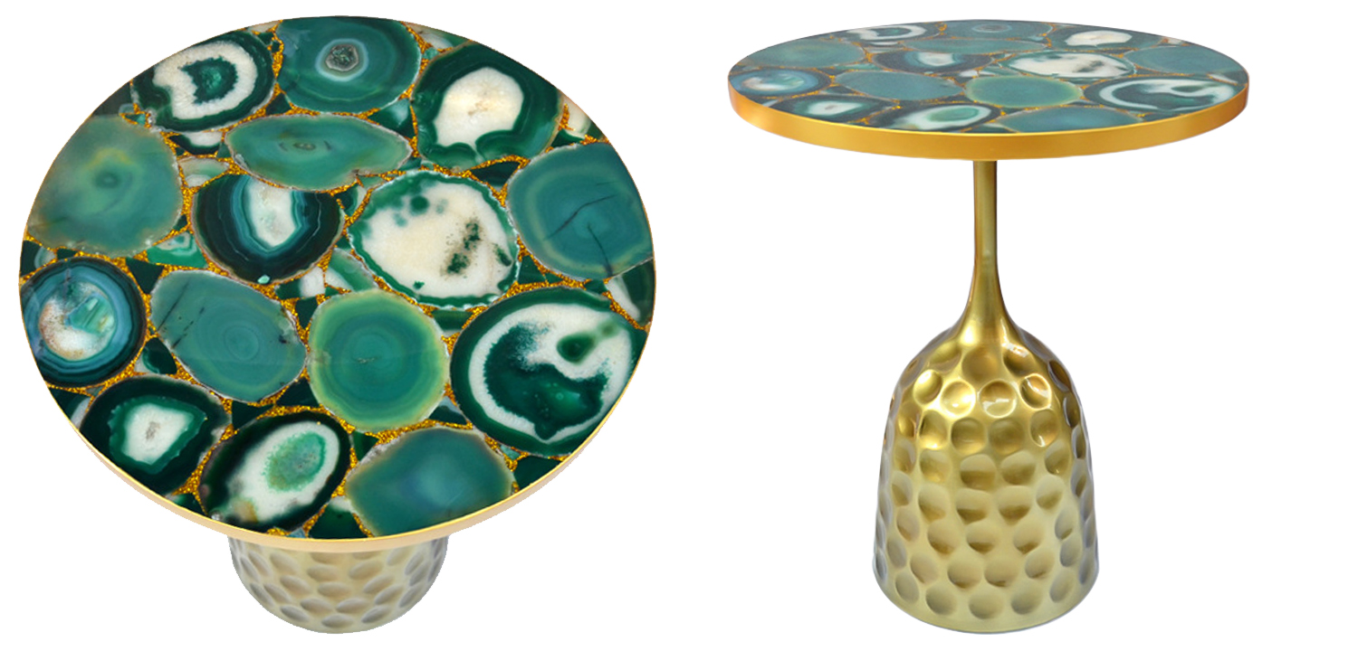 Приставной стол Cluster Surface Green Agate Side Table - фото
