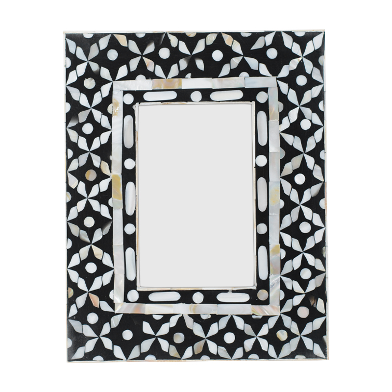Рама для фото Bone Inlay Pearl Black S Черный Перламутровый Белый Рама для фото Bone Inlay Pearl Black S Черный Перламутровый Белый в Волгограде | Loft Concept