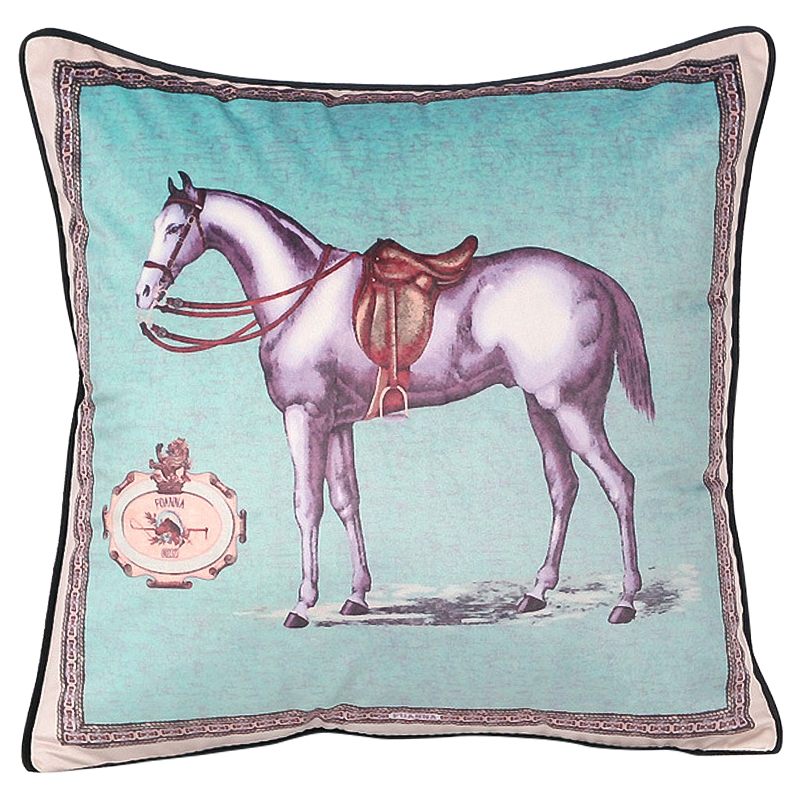 Декоративная подушка Hermes Horse 15 Бирюзовый Мульти Декоративная подушка Hermes Horse 15 Бирюзовый Мульти в Волгограде | Loft Concept