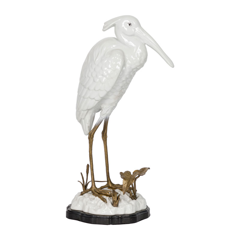Статуэтка фарфоровая Цапля White heron Белый Бронза Статуэтка фарфоровая Цапля White heron Белый Бронза в Волгограде | Loft Concept