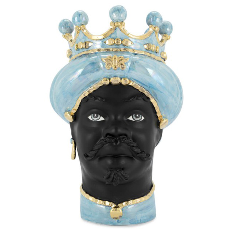 Ваза VASE MORO MAN MED. MOP blue Черный Светло-голубой Золотой Ваза VASE MORO MAN MED. MOP blue Черный Светло-голубой Золотой в Волгограде | Loft Concept