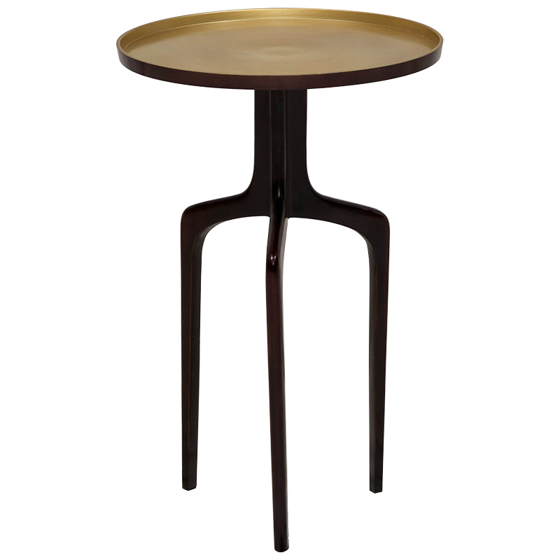 Приставной столик на трёх ножках Jose Tripod Coffee Table Коричневый Золотой Приставной столик на трёх ножках Jose Tripod Coffee Table Коричневый Золотой в Волгограде | Loft Concept