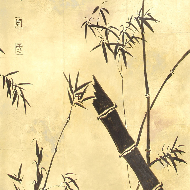 Обои ручная роспись Bamboo Quicksilver on Warm Gold gilded tea paper Обои ручная роспись Bamboo Quicksilver on Warm Gold gilded tea paper в Волгограде | Loft Concept