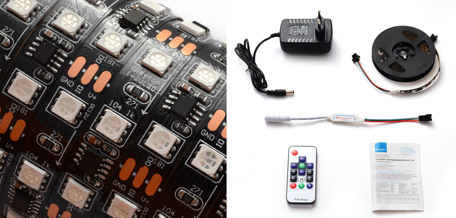 Комплект светодиодной ленты 14,4W/m 60Led/m 5050SMD разноцветный 2M Комплект светодиодной ленты 14,4W/m 60Led/m 5050SMD разноцветный 2M - Loft-Concept в Волгограде