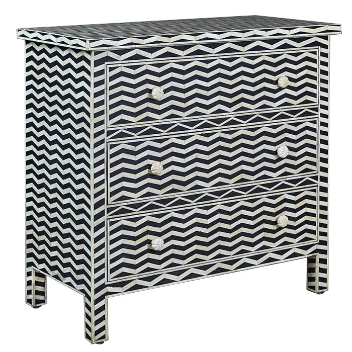 Комод инкрустация костью Inlaid Bone Chevron Белый Черный в Волгограде | Loft Concept 