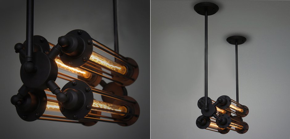 Подвесной светильник Loft Industrial Edison Cage Horizontal Quatro Подвесной светильник Loft Industrial Edison Cage Horizontal Quatro - Loft-Concept в Волгограде