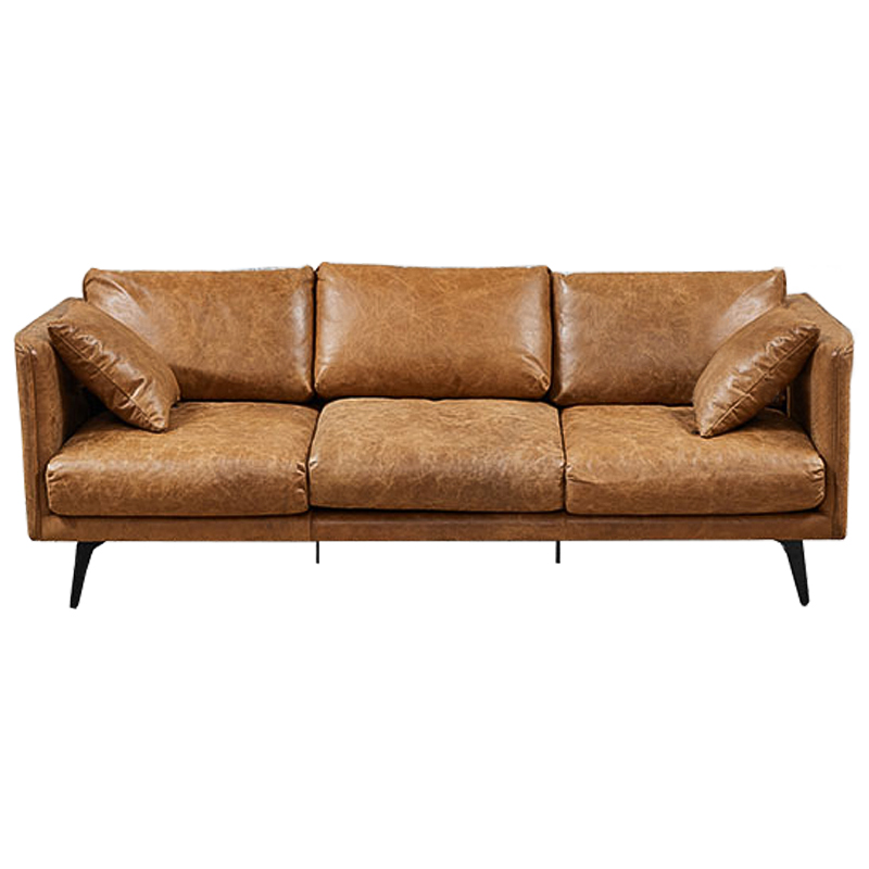 Диван Caramel Leather Triple Sofa Карамель Черный Диван Caramel Leather Triple Sofa Карамель Черный в Волгограде | Loft Concept