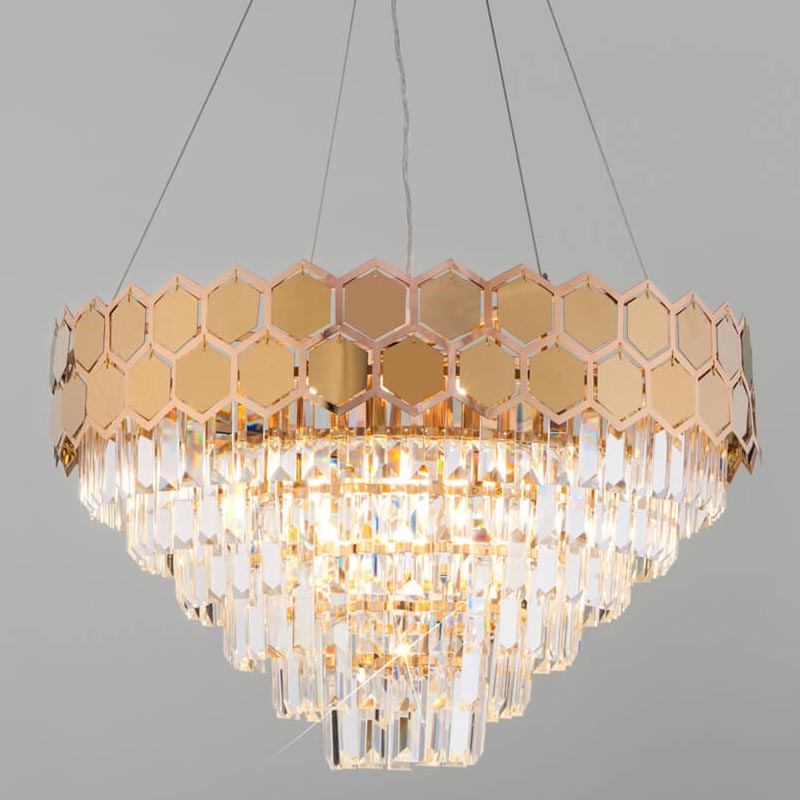 Люстра Hanging Hexagon Moira Chandelier gold Прозрачный (Transparent) Золотой Люстра Hanging Hexagon Moira Chandelier gold Прозрачный (Transparent) Золотой в Волгограде | Loft Concept