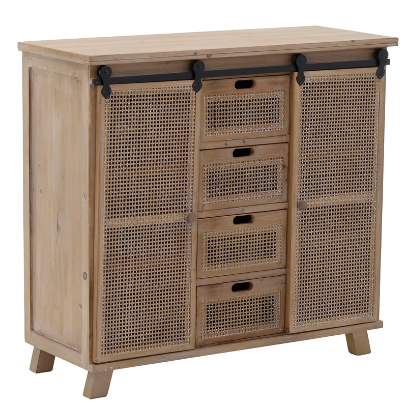 Комод из дерева и ротанга Rosita Wood chest of drawers Бежево-серый Черный Комод из дерева и ротанга Rosita Wood chest of drawers Бежево-серый Черный в Волгограде | Loft Concept