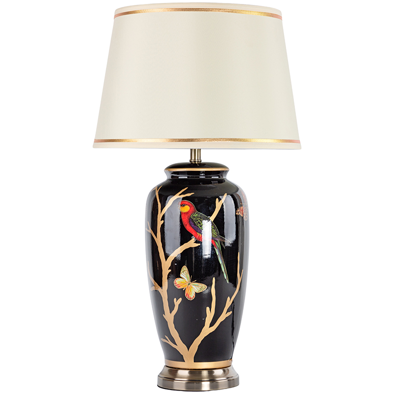 Настольная лампа с абажуром Bird on Golden Branches Black Lampshade Черный Бежевый Красный Золотой Настольная лампа с абажуром Bird on Golden Branches Black Lampshade Черный Бежевый Красный Золотой в Волгограде | Loft Concept