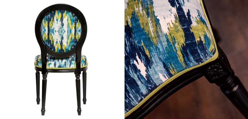 Мягкий стул с сине-зеленым узором Ikat Pattern Мягкий стул с сине-зеленым узором Ikat Pattern - Loft-Concept в Волгограде