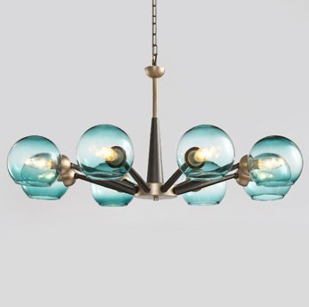 Люстра Thalia chandelier Blue glass Золотой Светло-голубой Черный Люстра Thalia chandelier Blue glass Золотой Светло-голубой Черный в Волгограде | Loft Concept