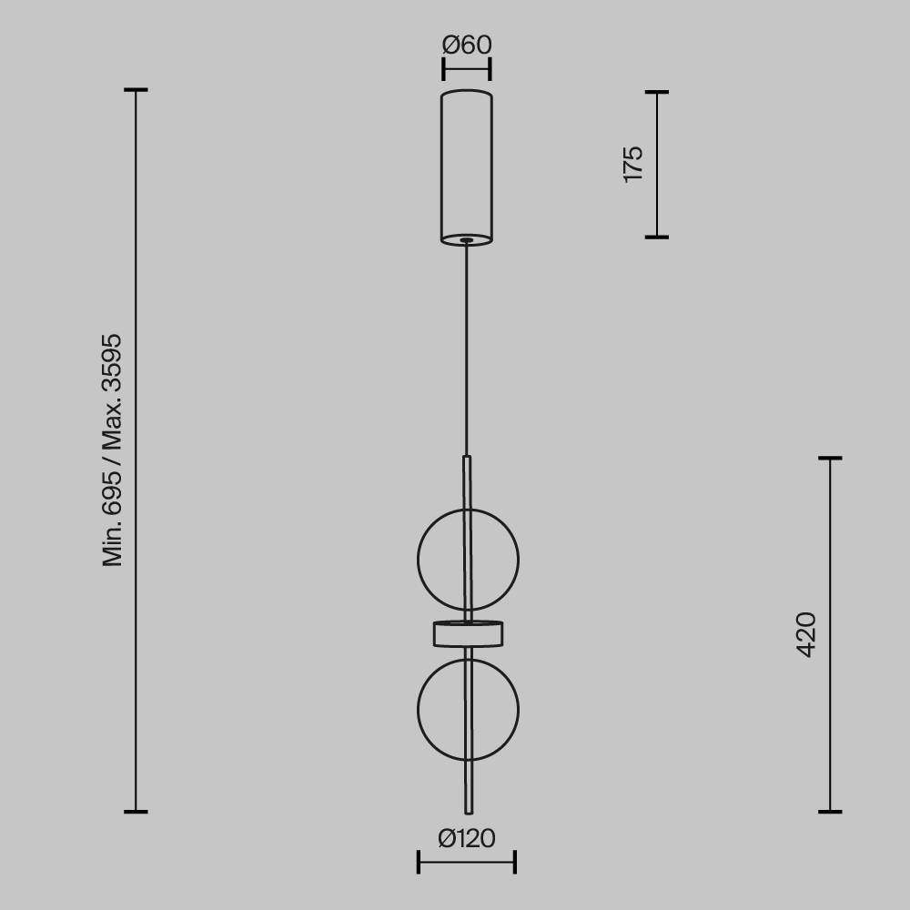 Подвесной светильник с плафоном из стекла с зеркальным градиентом Double Moon в Волгограде