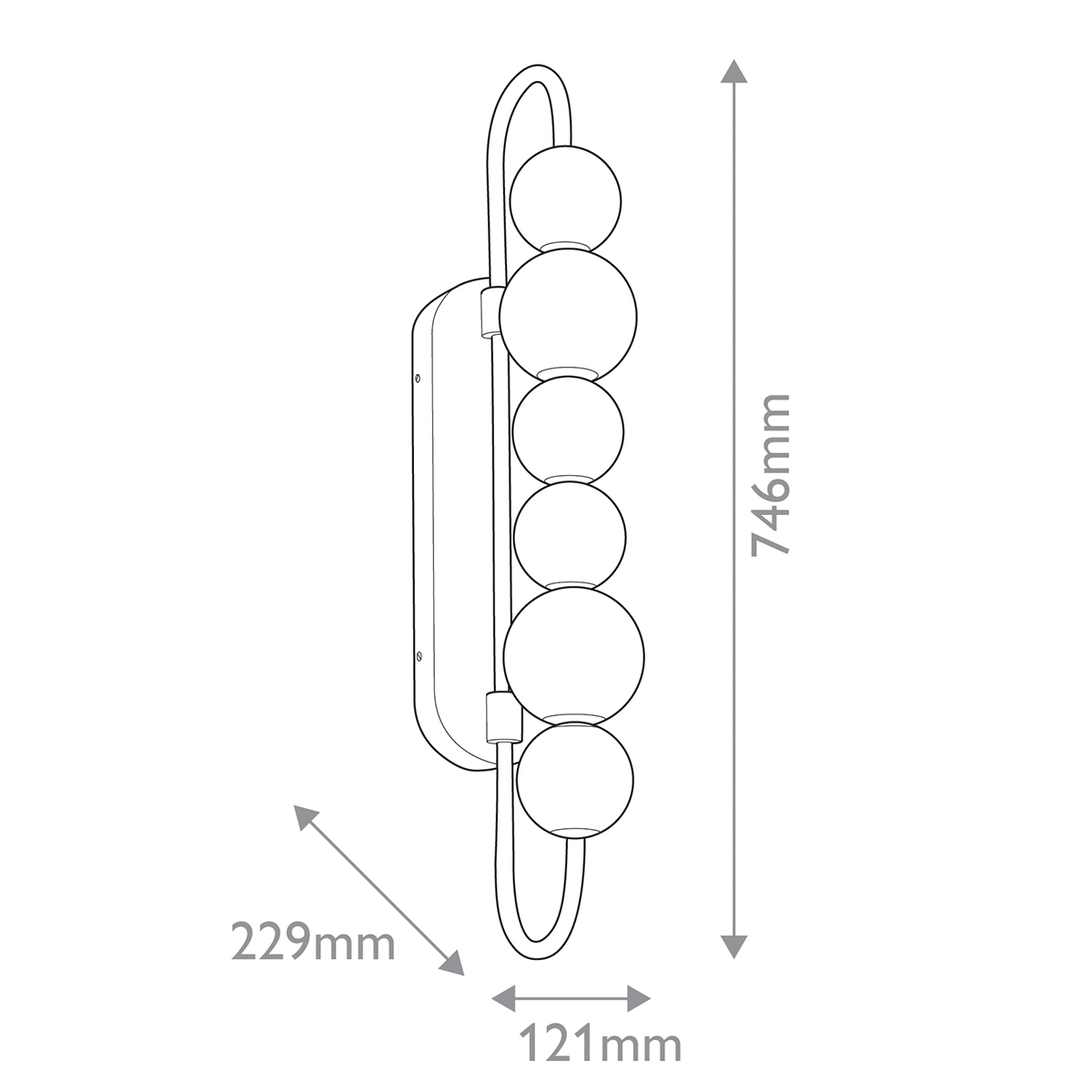 Бра цвета латунь с 6-ю рифлеными плафонами шаровидной формы Alora в Волгограде