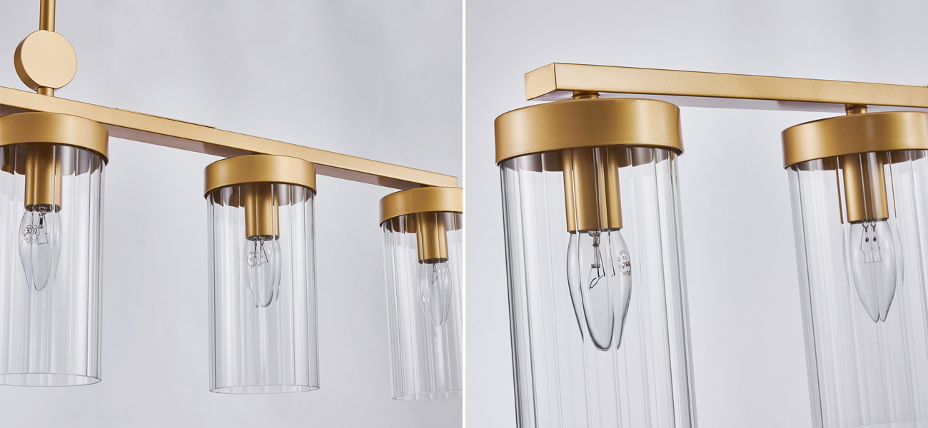 Большая люстра с плафонами из рельефного стекла BEAM OF LIGHT 6 ламп - фото №1