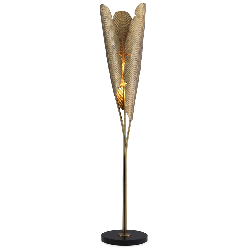 Торшер Eichholtz Floor Lamp Plantain Винтажная латунь Черный Торшер Eichholtz Floor Lamp Plantain Винтажная латунь Черный в Волгограде | Loft Concept
