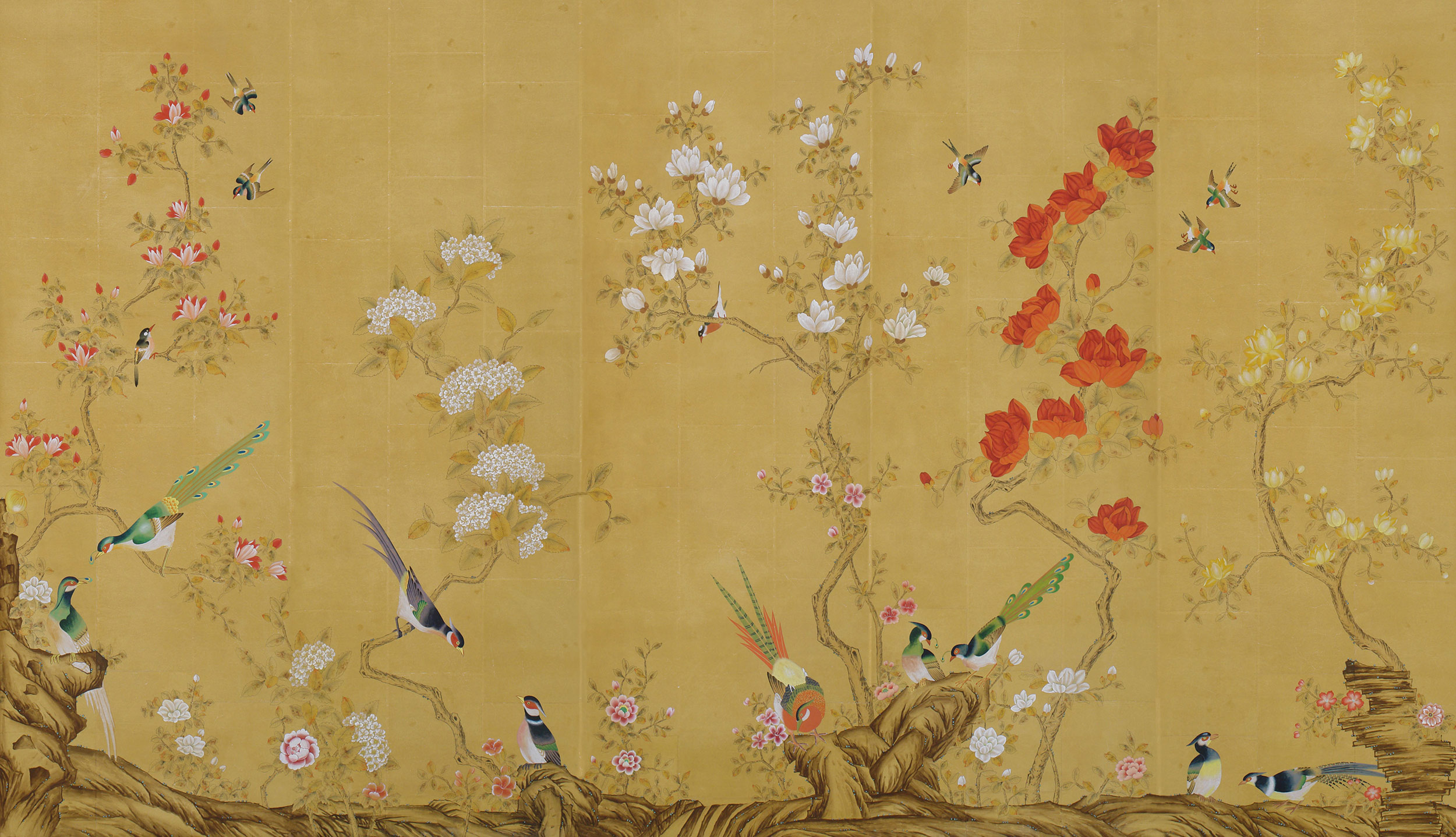 Обои шинуазри Japanese Garden Original colourway on Sienna Earth India tea paper Обои шинуазри Japanese Garden Original colourway on Sienna Earth India tea paper - постер Loft-Concept в Волгограде