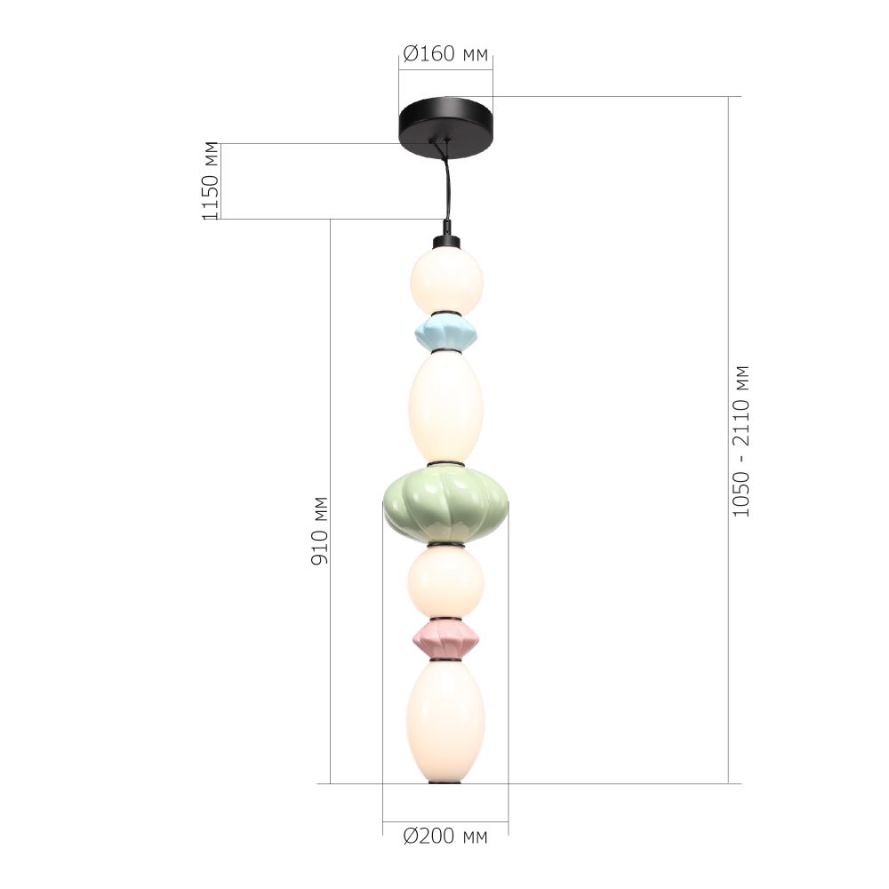 Подвесной светильник фигурный с керамическими элементами 32W LED Fragrant Light в Волгограде