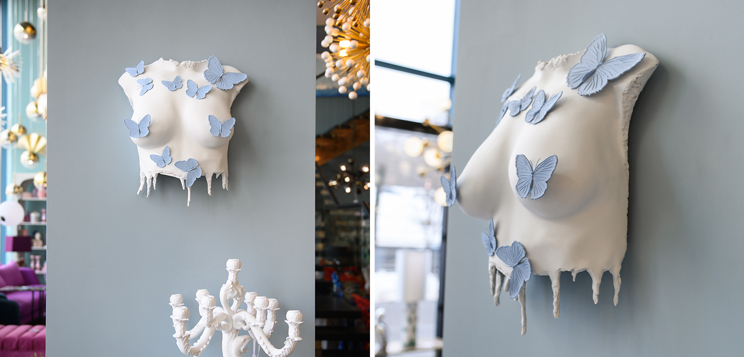 Аксессуар на стену Sculpture Female Torso Butterflies - фото