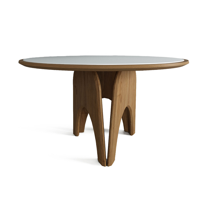 Обеденный круглый стол из дерева со столешницей из камня Pelican Dinner Table Древесина Белый Обеденный круглый стол из дерева со столешницей из камня Pelican Dinner Table Древесина Белый в Волгограде | Loft Concept