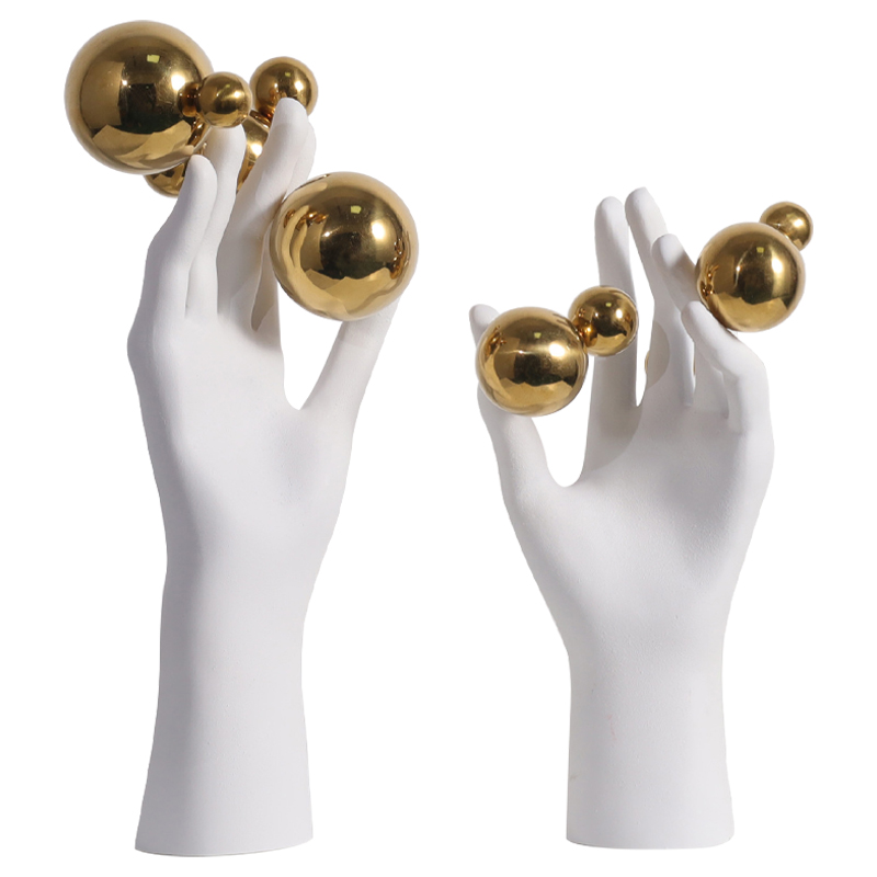 Декоративная статуэтка Hand with Spheres Statuette Белый Глянцевое золото Декоративная статуэтка Hand with Spheres Statuette Белый Глянцевое золото в Волгограде | Loft Concept