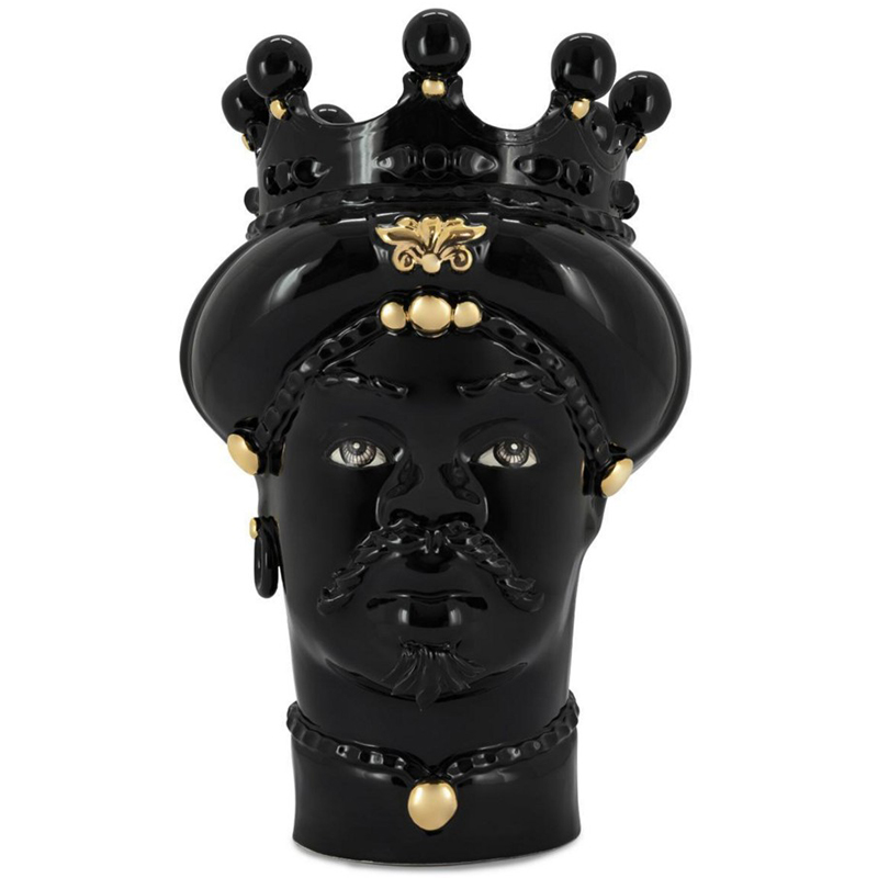 Ваза Vase Moro Man All Black and Gold Черный Золотой Ваза Vase Moro Man All Black and Gold Черный Золотой в Волгограде | Loft Concept
