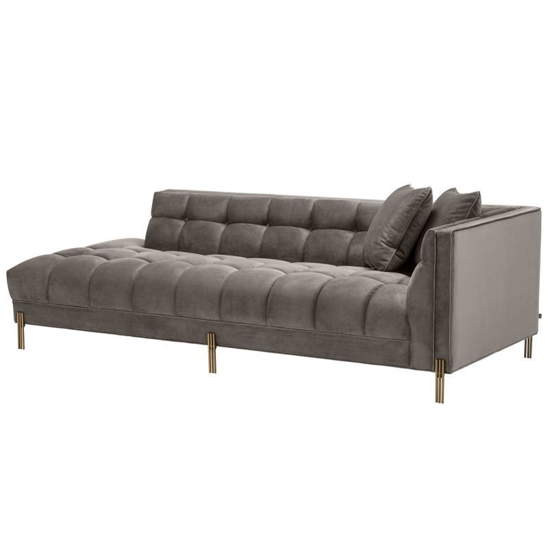 Кушетка Eichholtz Lounge Sofa Sienna Right Серый Матовая латунь Кушетка Eichholtz Lounge Sofa Sienna Right Серый Матовая латунь в Волгограде | Loft Concept