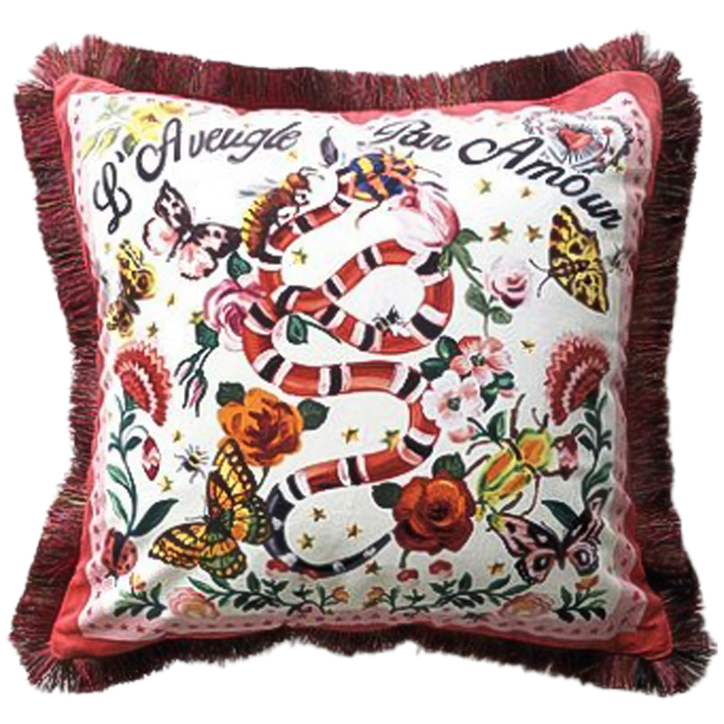 Декоративная подушка Cтиль Gucci Micrurus Мульти Бежевый в Волгограде | Loft Concept 