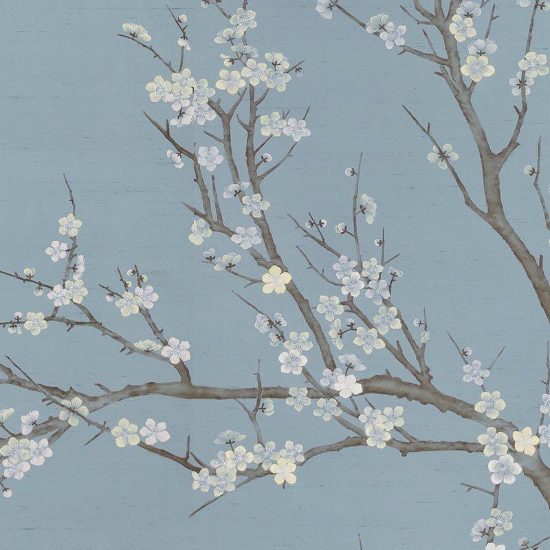 Обои ручная роспись Nara Original colourway on Summer Sky slub silk  в Волгограде | Loft Concept 