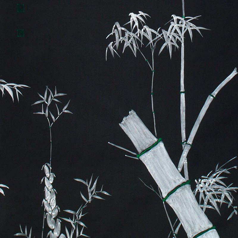 Обои ручная роспись Bamboo Argent on Pitch dyed silk Обои ручная роспись Bamboo Argent on Pitch dyed silk в Волгограде | Loft Concept