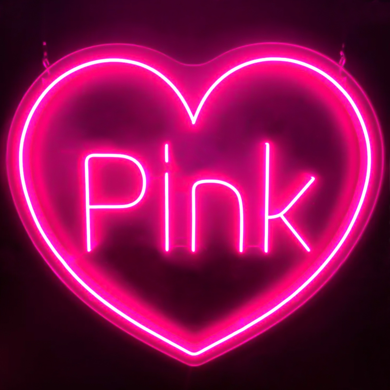 Неоновая настенная лампа Pink Heart Neon Wall Lamp Розовый Прозрачный Неоновая настенная лампа Pink Heart Neon Wall Lamp Розовый Прозрачный в Волгограде | Loft Concept