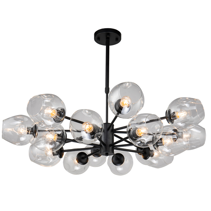 Люстра Branching Bubble Chandelier black 16 Черный Прозрачный в Волгограде | Loft Concept 