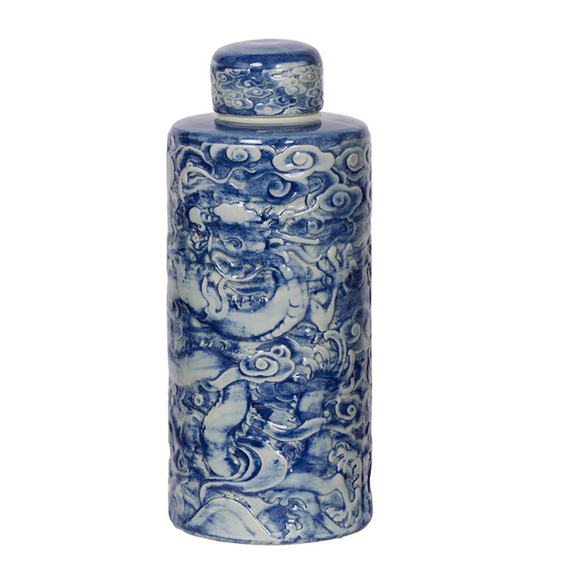 Ваза с крышкой Blue & White Pattern Белый Синий Ваза с крышкой Blue & White Pattern Белый Синий в Волгограде | Loft Concept