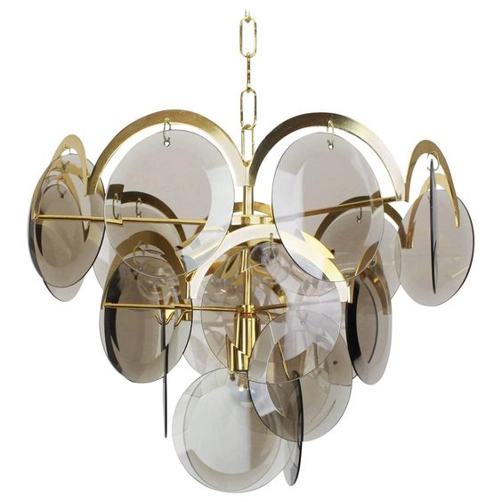 Люстра 1960S VISTOSI SMOKED GLASS DISC CHANDELIER Золотой Стекло Смок Люстра 1960S VISTOSI SMOKED GLASS DISC CHANDELIER Золотой Стекло Смок в Волгограде | Loft Concept