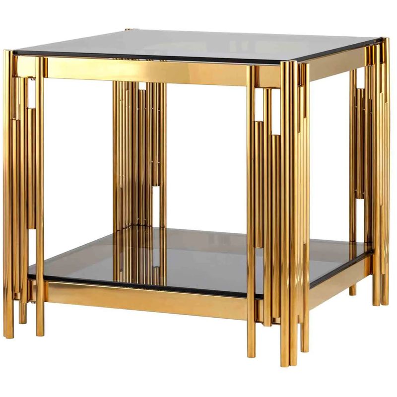 Стол приставной Collection ACCORD Gold Глянцевое золото Стекло Смок Стол приставной Collection ACCORD Gold Глянцевое золото Стекло Смок в Волгограде | Loft Concept
