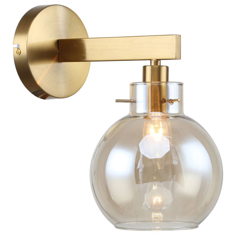 Бра с плафоном коньячного цвета Carmella Globe Brass Латунь Коньяк Бра с плафоном коньячного цвета Carmella Globe Brass Латунь Коньяк в Волгограде | Loft Concept