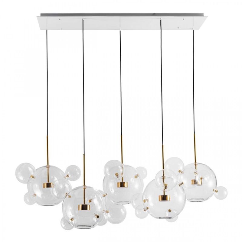 Линейный Светодиодный Светильник Giopato & Coombes Bubble Chandelier Linear Circle 5 плафонов Белый Золотой Прозрачное Стекло Линейный Светодиодный Светильник Giopato & Coombes Bubble Chandelier Linear Circle 5 плафонов Белый Золотой Прозрачное Стекло в Волгограде | Loft Concept