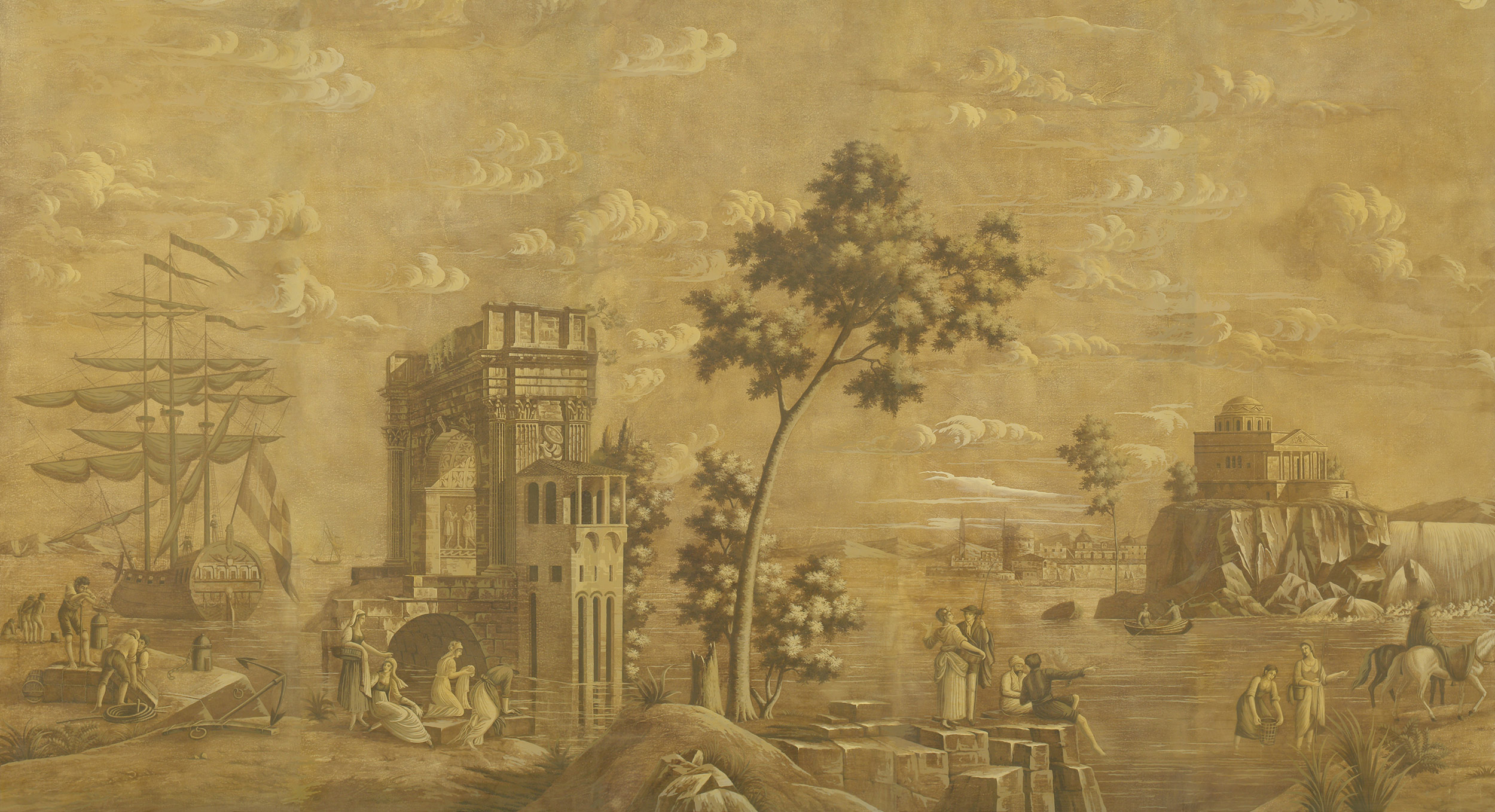 Обои ручная роспись Views of Italy Sepia Обои ручная роспись Views of Italy Sepia - постер Loft-Concept в Волгограде