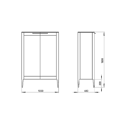 Витрина темно-серая с 2-мя стеклянными дверцами и 3-мя полками Type  в Волгограде