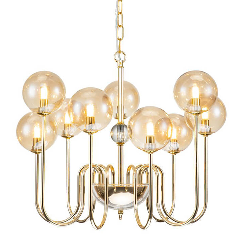 Люстра Sheiry Glass Ball Chandelier 9 Глянцевое золото Янтарный Люстра Sheiry Glass Ball Chandelier 9 Глянцевое золото Янтарный в Волгограде | Loft Concept