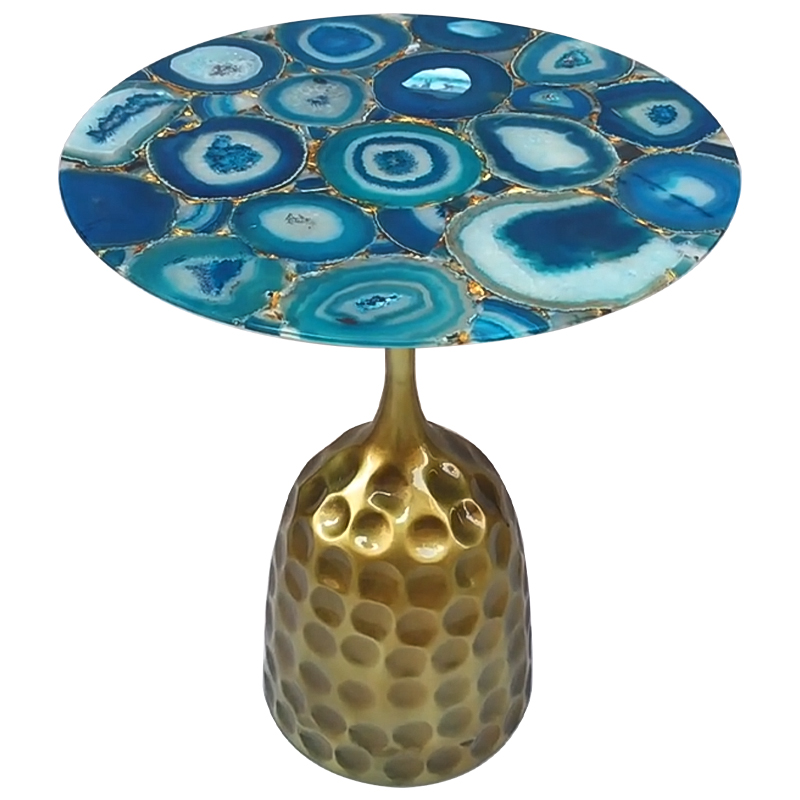 Приставной стол Cluster Surface Blue Agate Side Table Латунь Синий Бирюзовый Приставной стол Cluster Surface Blue Agate Side Table Латунь Синий Бирюзовый в Волгограде | Loft Concept