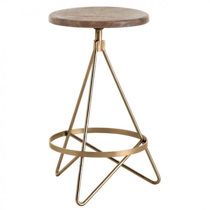 Барный стул Industrial Vintage Brass Iron Swivel Bar Stool Золотой Коричневый Барный стул Industrial Vintage Brass Iron Swivel Bar Stool Золотой Коричневый в Волгограде | Loft Concept