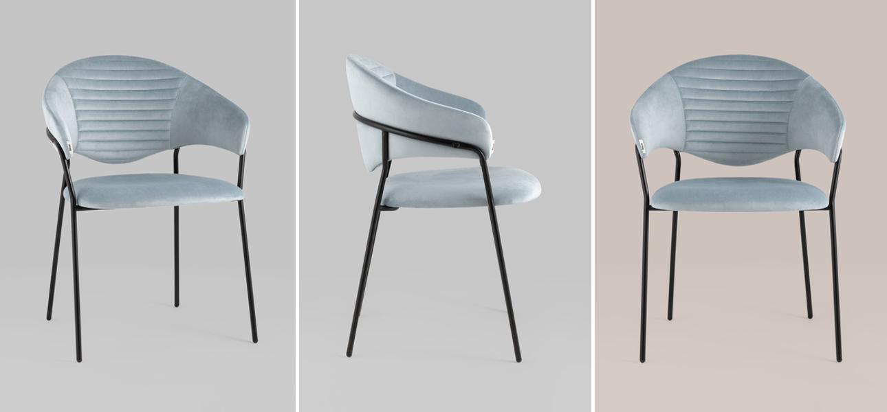 Стул Alexis Chair Пыльно-Голубой Велюр - фото