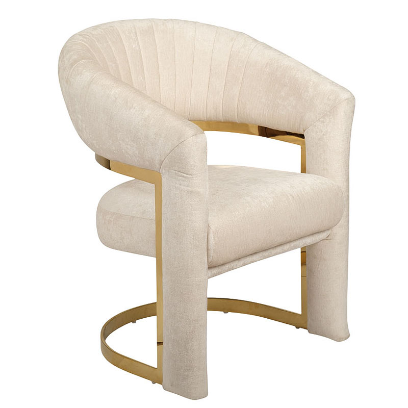 Полукресло Valbonne Chair cream velour Кремовый Глянцевое золото Полукресло Valbonne Chair cream velour Кремовый Глянцевое золото в Волгограде | Loft Concept