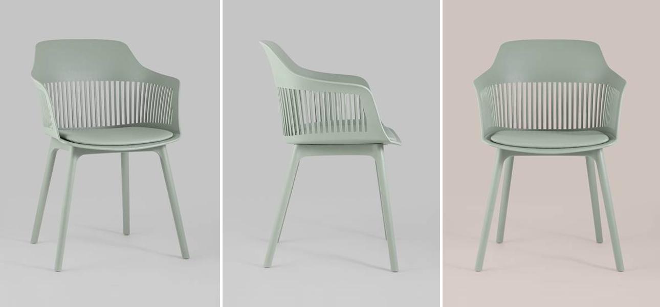 Стул Crocus Chair Серо-Зеленый цвет Подушка эко-кожа - фото