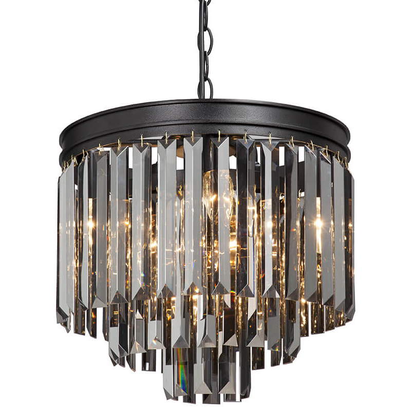 Люстра ODEON Gray glass 3-TIER Black Серое стекло D 36 Черный матовый Люстра ODEON Gray glass 3-TIER Black Серое стекло D 36 Черный матовый в Волгограде | Loft Concept