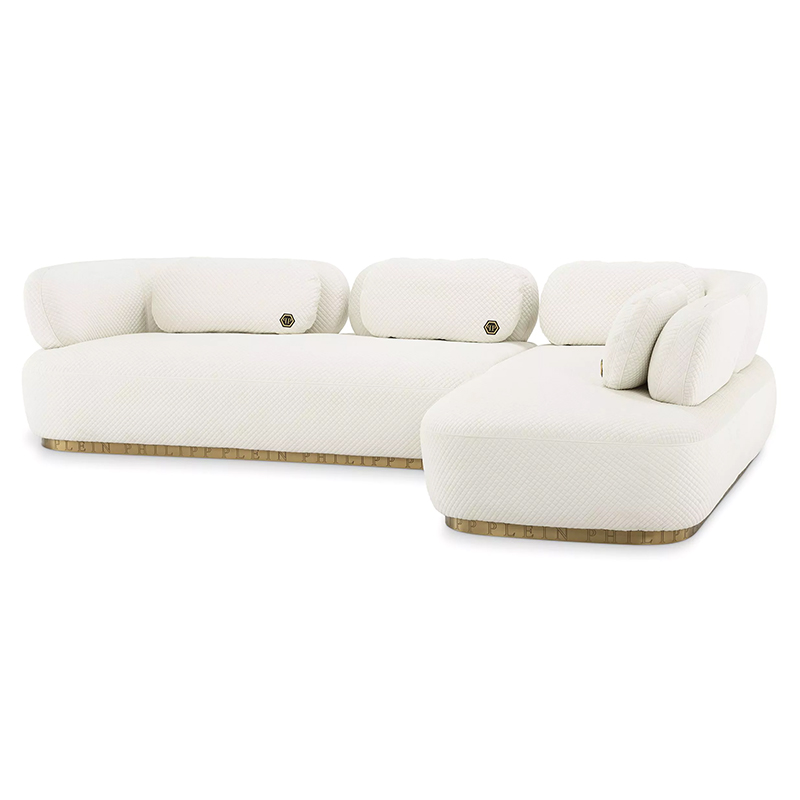 Диван Philipp Plein Sofa Signature Lounge Белый Белый Золотой Диван Philipp Plein Sofa Signature Lounge Белый Белый Золотой в Волгограде | Loft Concept