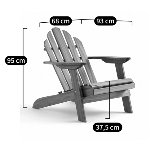 Уличное кресло из массива акации Adirondack Wooden Chair Natural в Волгограде